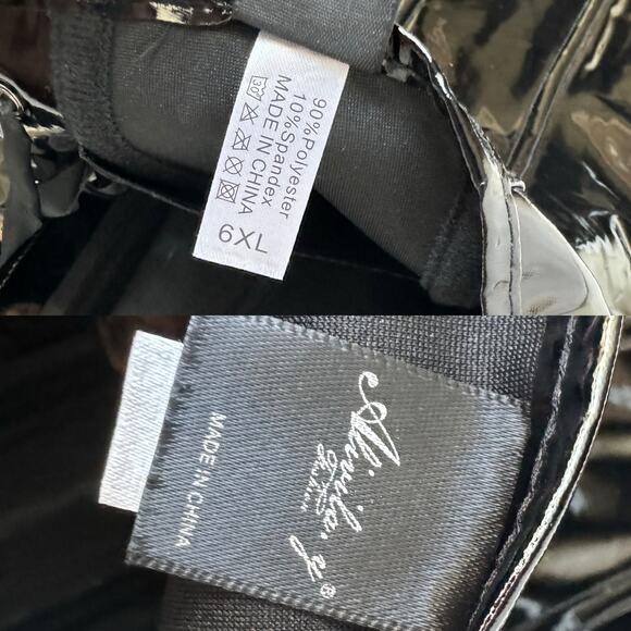 Alivila.Y Black Faux Leather Mini Bodycon Corset Dress and Thong Women's 6XL - Picture 12 of 12